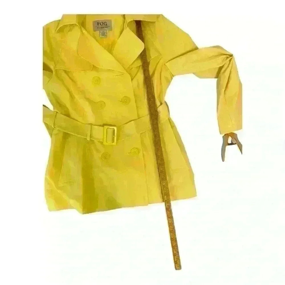 London Fog Women's Yellow Double Breasted Belted Trench Coat Size S - Picture 5 of 5